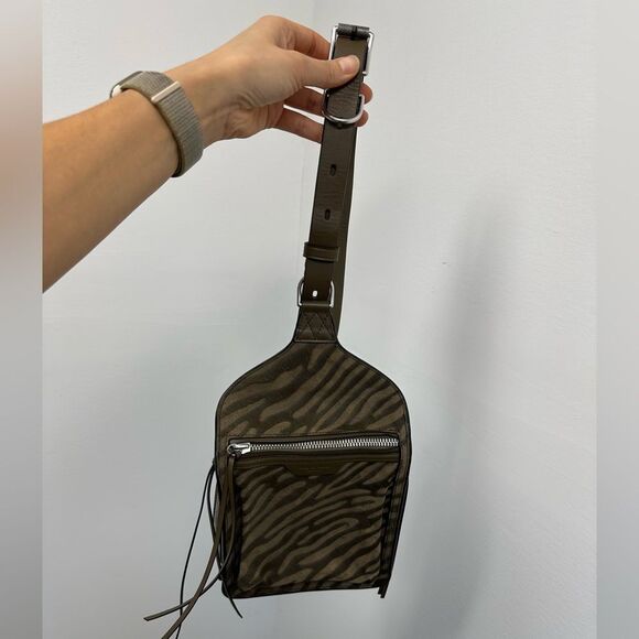 Rag & Bone Elliot Sling Pack Taupe Green Leather Zebra Pony Hair - Picture 11 of 14